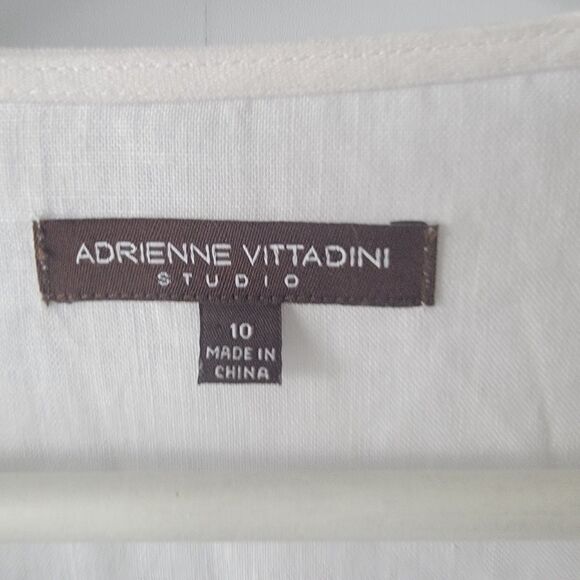 Adrienne Vittadini studio womens 100% Linen Tunic top size 10 embroidery - Picture 6 of 7